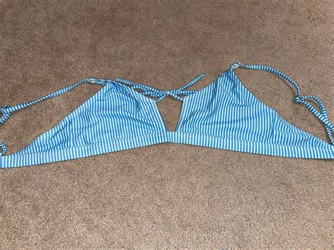 Super Cute Blue Striped Bikini Swim Suit Set Size M Gem