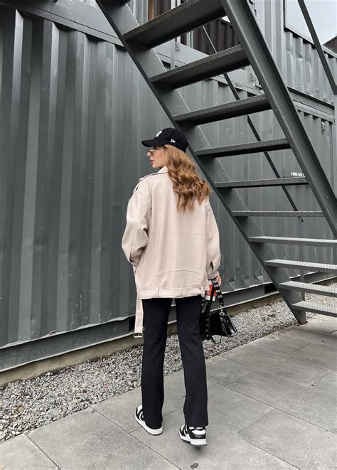 Zara Model Nude Deri Biker Ceket