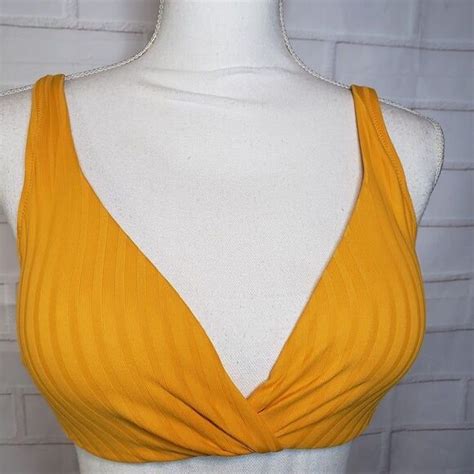 Shade Shore Swim New Shade Shore Mustard Yellow Twisted V Bikini Top Womens B Swim