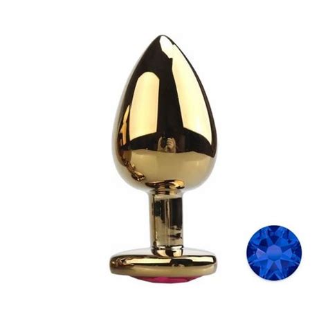 Plug Anal Met Lico Dourado Joia Cora O Tamanho M Joia Azul
