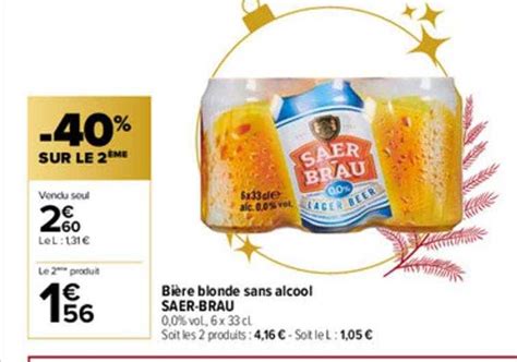 Promo Bière Blonde Sans Alcool Saer brau chez Carrefour iCatalogue fr