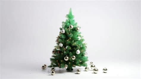 Premium AI Image | A green christmas tree with white balls and a green ...