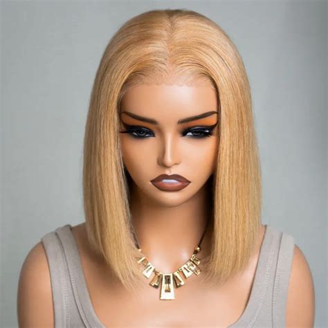 Glueless Honey Blonde Short Straight Bob X Pre Cut Hd Lace Front Wig Density Mscoco Hair