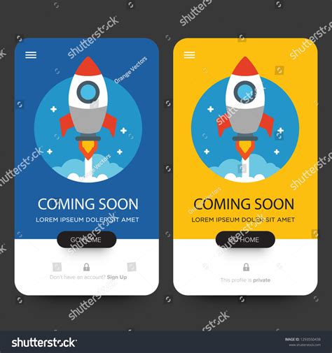 Coming Soon Page Design App Interface Stock Vector (Royalty Free