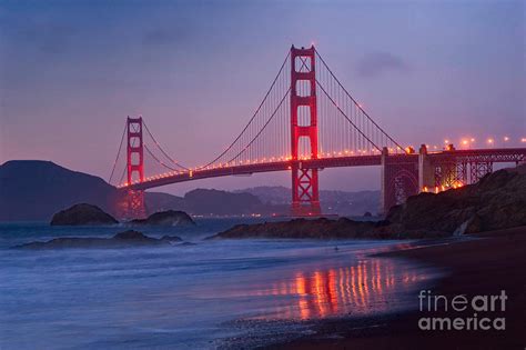 View Of World Famous Golden Gate Bridge From Baker Beach In San