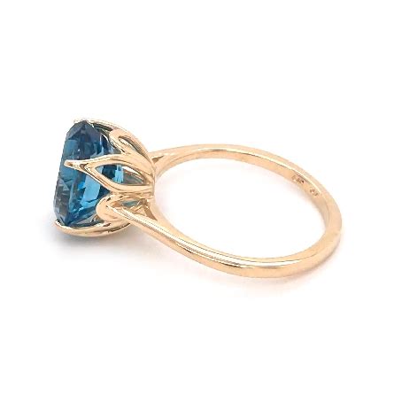 14K Yellow Gold Estate Ring W 11x9mm Oval London Blue Topaz 4 77ct Size