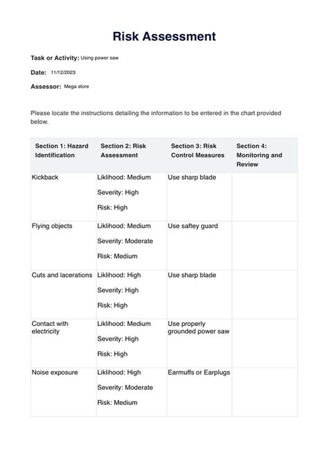 Risk Assessment Template Risk Assessment Agreement Template – Access ...