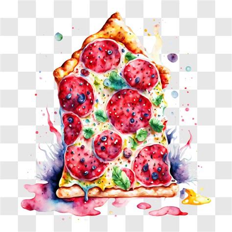 Download Abstract Pizza Painting With Colorful Splashes Png Online