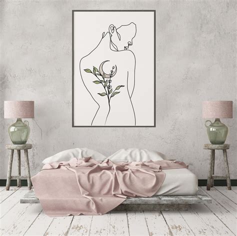 Line Art Woman Printable Wall Decor Line Art Body Boho Wall Etsy