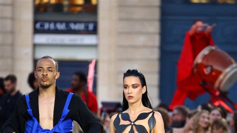 Katy Perry Made A Guest Appearance In A Geometric Naked Dress On The Runway At Vogue World In