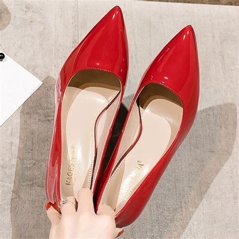 YCNYCHCHY New Red Nude Pointed Toe High Heel Female Patent Leather Stiletto Wedding Party Pumps