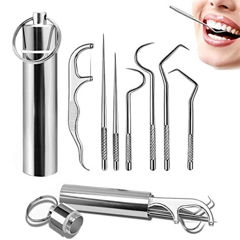 MAYCREATE® Dental Tools, 7 in 1 Stainless Steel Teeth Cleaning Tool Kit ...