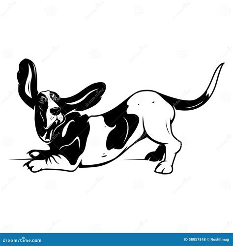 Basset Hound In Jump - Dog Happy Face Paw Puppy Pup Pet Clip Art K-9