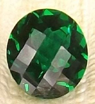 Lab Created Hydrothermal Emerald Round Checkerboard Cubic Zirconia