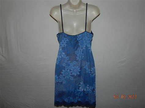 Victoria Secret Lingerie Chemise Slip Babydoll Blue F Gem