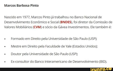 Marcos Barbosa Pinto Nascido em 1977 Marcos Pinto já trabalhou no