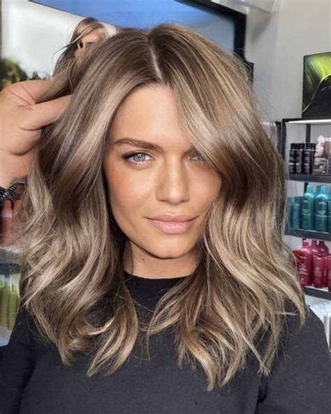 Brown Blonde Hair Brunette Hair Color Baylage Brunette Medium Brown Bayalage Hair Medium Ash