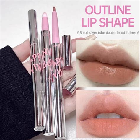 Cappuvini Small Silver Tube Lip Liner Domestic Cosmetics Matte Whitening Nude Colored Lipstick