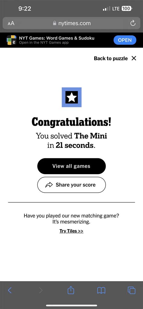NYT mini, I don’t think I’ll ever top this (9/1/23) : r/crossword