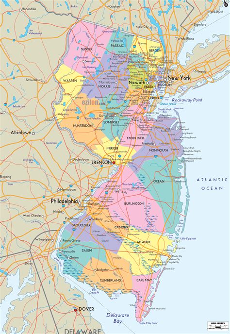 large map of new jersey cities - Cherly Charles