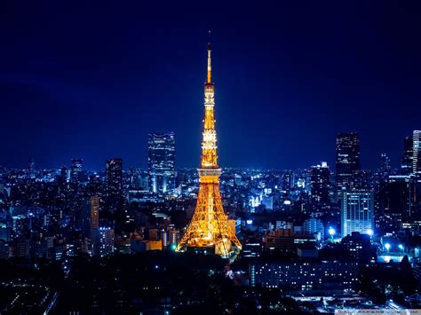 Eiffel Tower Japan Tokyo Tower Night Cityscape Hd Wallpaper