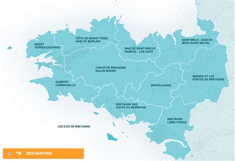 carte  destinations touristiques pour la bretagne