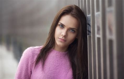 Girl Long Hair Photo Blue Eyes Model Lips Face Brunette