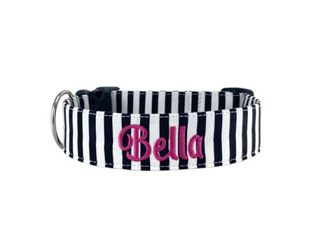 Personalized Dog Collar | Black & White Stripe Dog Collar | Duke & Fox