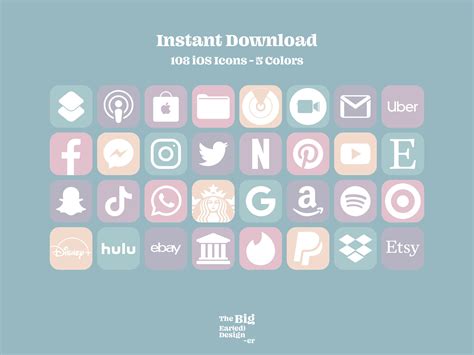 Aesthetic Pastel Tones Ios App Icons Pack Icons Etsy