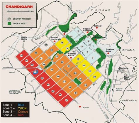 division  chandigarh city area    zones   version