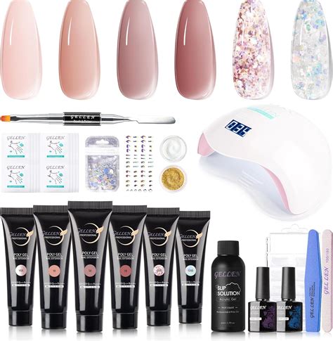 Gellen Poly Gel Nail Kit Nude Glitter Colors PolyGel Nail Kit With