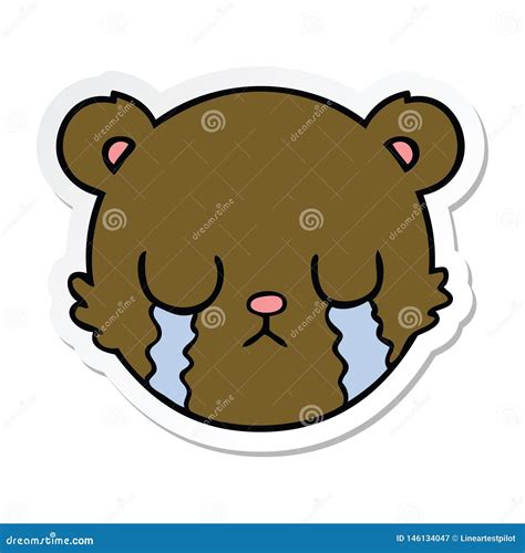 Sticker of a Cute Cartoon Teddy Bear Face Crying Stock Vector ...