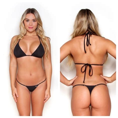 Mini Midnight Black Micro Thong Bikini String Swimwear Etsy