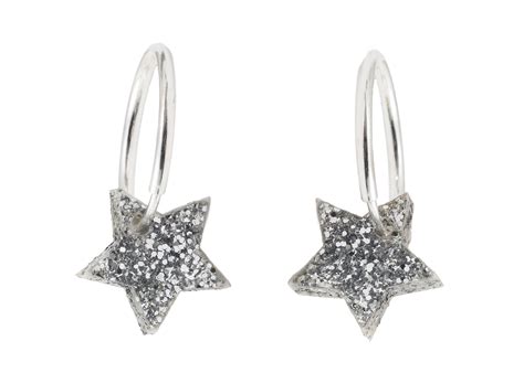 Glitter Silver Star Hoop Earrings | Silver stars, Earrings, Jewelry
