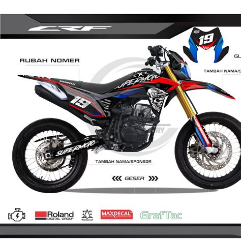 Jual STICKER DECAL CRF 150L FULLBODY MERAH HITAM HIRU SUPERMOTO TERBARU