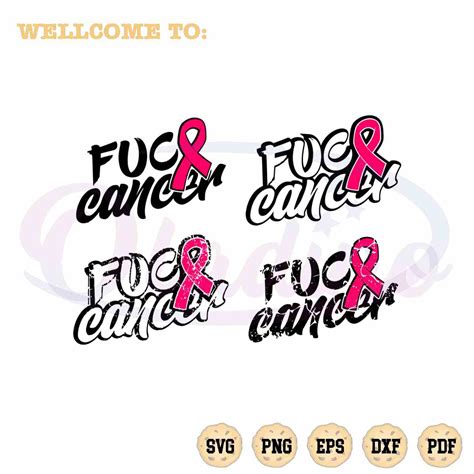 Fuck Cancer Awareness SVG Pink Ribbon Graphic Design Files