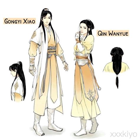an anime character with long black hair and two other characters in