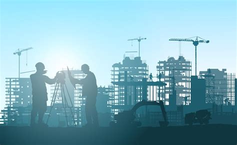 Premium Vector Silhouette Building Construction Site With A Tower