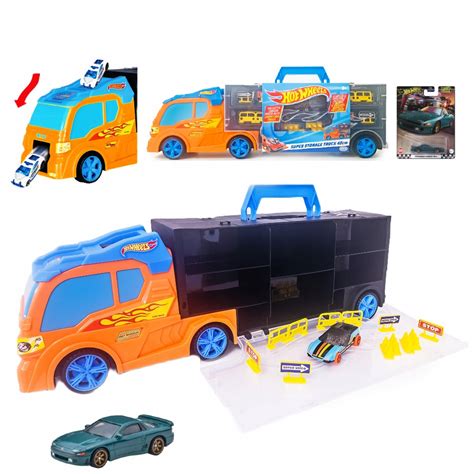 HOT WHEELS SZETT 3AZ1BEN KAMION SZÁLLÍTÓ FOGANTYÚVAL 2 AUTÓ ÉS