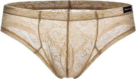 Nzwiluns Men S Lace Briefs Bulge Pouch Bikini Panties Low Rise Mesh Transparent Lingerie