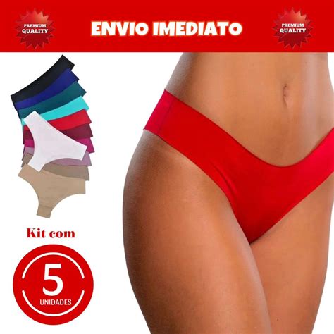 Kit 5 Calcinhas Sem Costura Corte a Laser Não Marca Lingerie Tanga Conforto Shopee Brasil