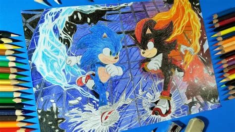 Dibujando Sonic Y Shadow De Sonic La Pel Cula Drawing Sonic And