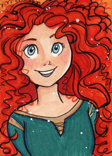 Merida Brave Aceo Card Disney Princess Art Cartoon Drawings Cartoon