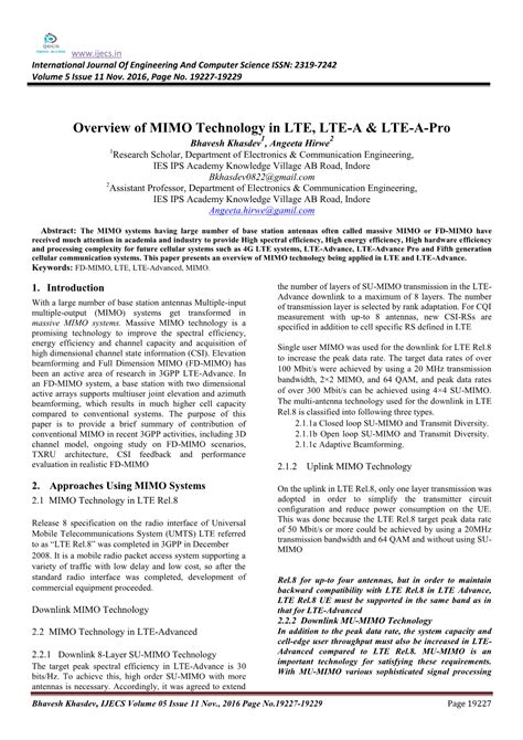 Overview of MIMO Technology in LTE, LTE-A & LTE-A-Pro - DocsLib