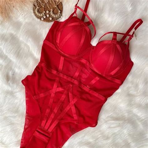 Ensemble lingerie KJEHOME Dentelle florale Rouge Maintien parfait Rouge Cdiscount Prêt