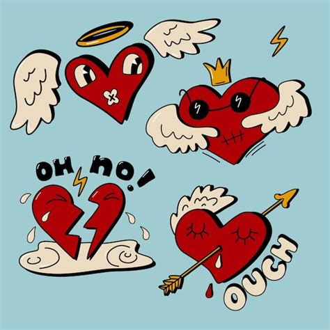 Premium Vector Antivalentines Day Set Broken Heart Wounded Heart