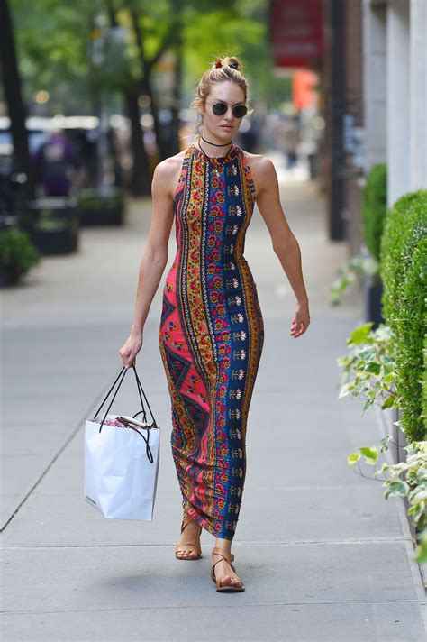 Candice Swanepoel In Stylish Summer Long Dress Out In Nyc July 2014