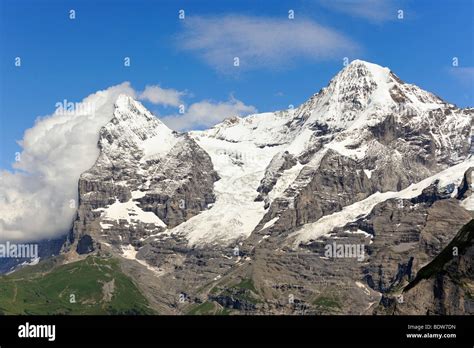 Mt Moench And Mt Eiger In The Bernese Alps Canton Bern Switzerland
