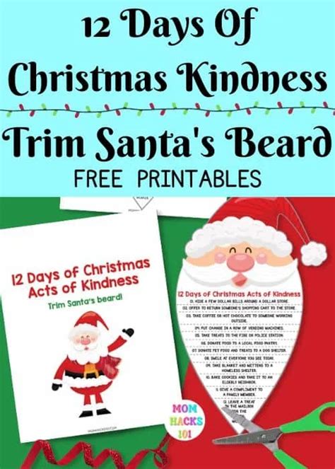 Christmas Kindness Santa Beard Cutting Activity Free Printable Mom