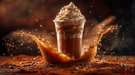 Premium Photo Whipped Cream And Chocolate Splashed All Over An Iced